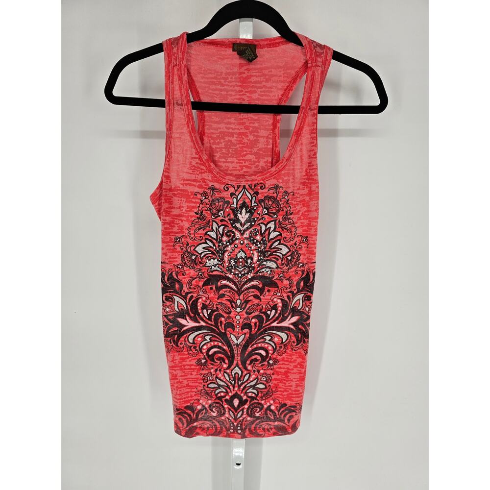 Copper Key Women's Scoop Neck Pink Sleeveless Sequins Blended Tank Top Size L